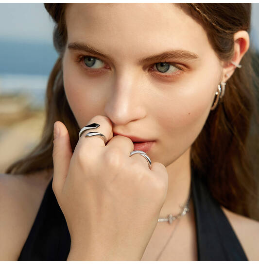  Polished Punk - Ringe mit Zierkonia - Silber / rhodiniert - Zirkonia